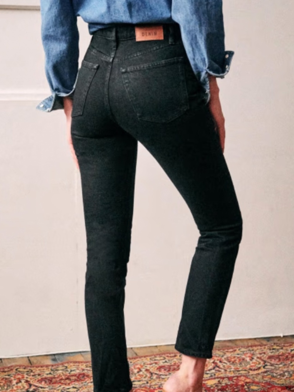 Sézane Denim Le Brut Sexy Jeans Black Size 26 Style S22IPAN004N Organic Cotton